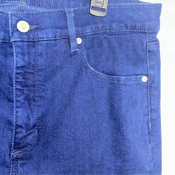 LOFT 14/32 Dark Blue Wash Legging Cut Off Raw Hem Stretch Jeans - Picture 7 of 13